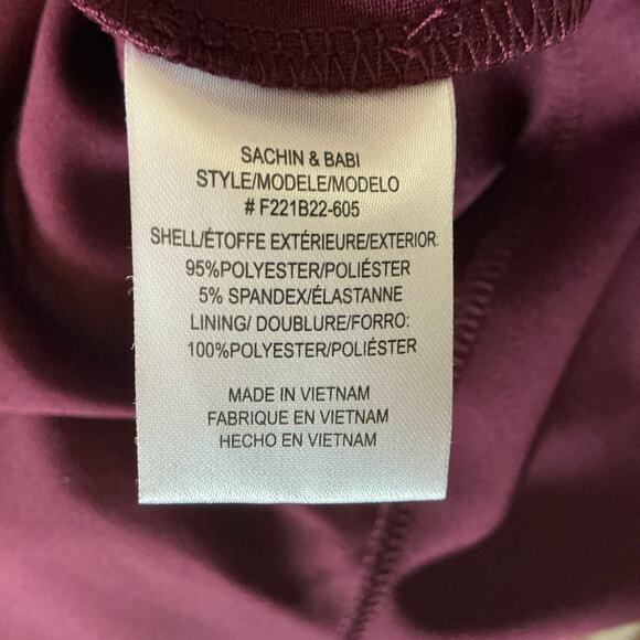 Sachin & Babi Deep V-Neck Long Column Evening Gown Wine Red Size 4 Formal Dress - Picture 11 of 12